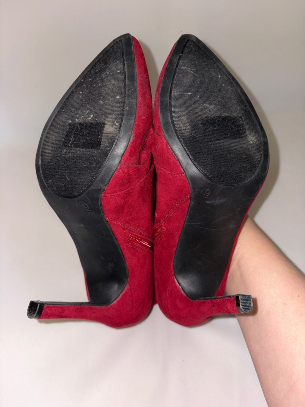 Journee Collection Cress Red Suede Ruffle Ankle Booties Size 9 - Picture 5 of 11